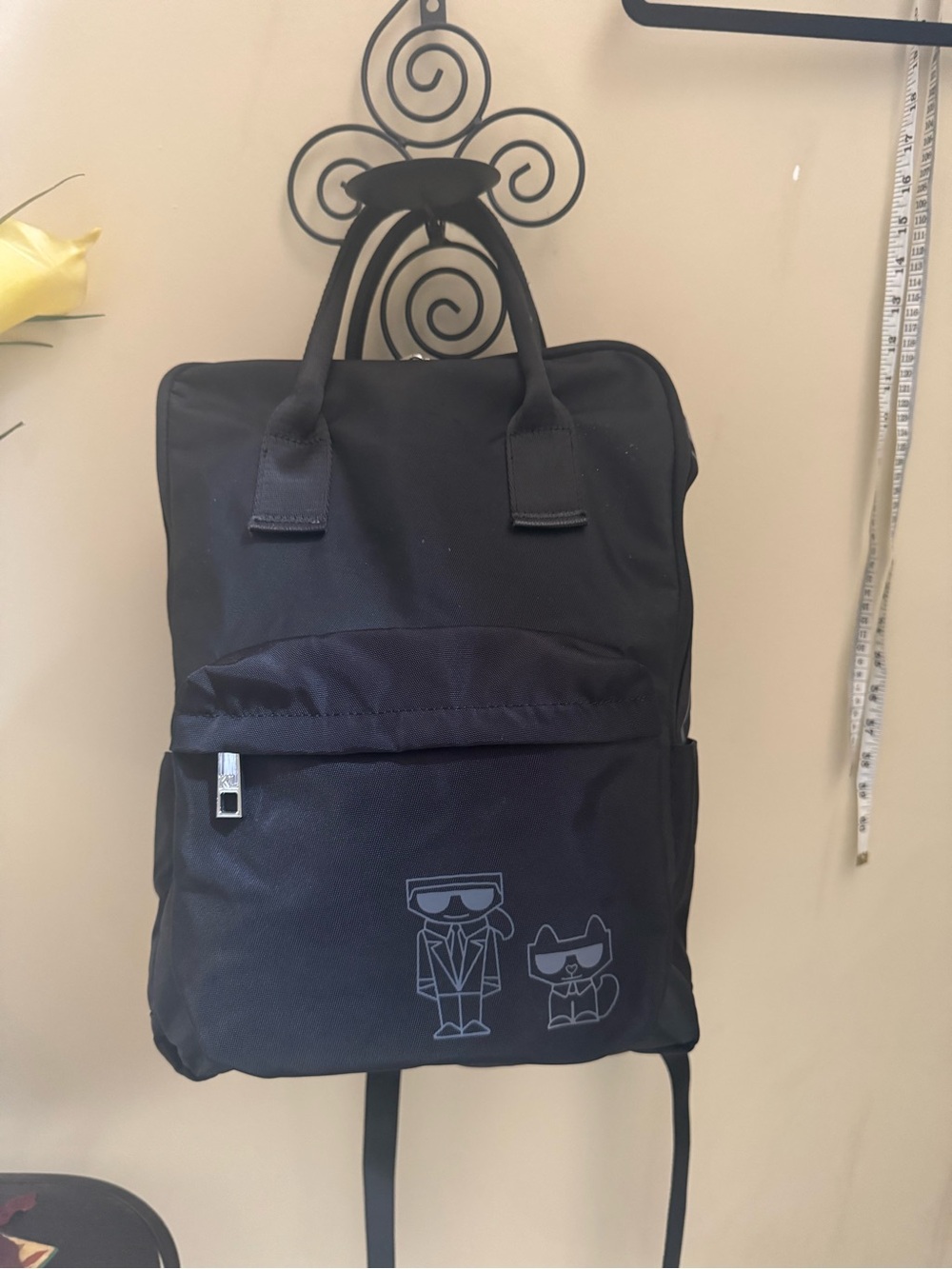 Karl Lagerfeld Paris Black Backpack Karl & Choupette Travel Laptop Bag